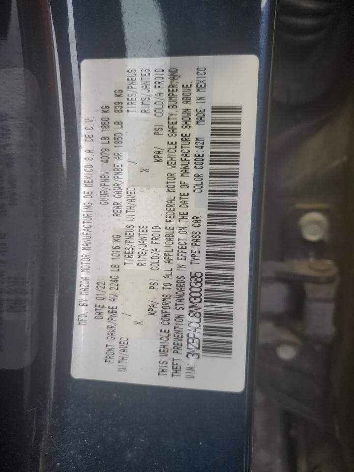 2022 Mazda 3 Preferred VIN: 3MZBPACL8NM300385 Lot: 84177965