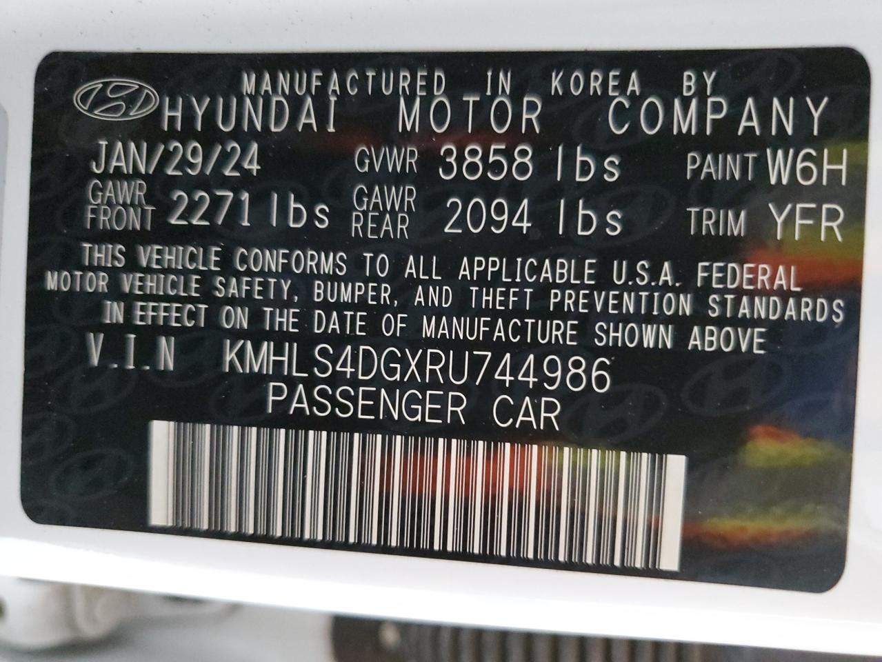 2024 Hyundai Elantra Sel VIN: KMHLS4DGXRU744986 Lot: 82137645