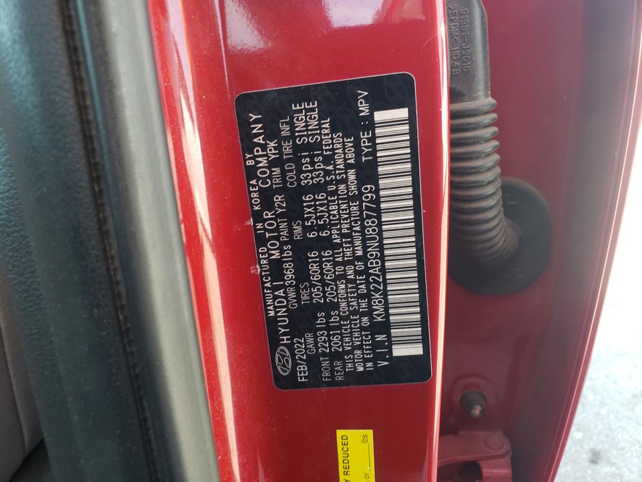2022 Hyundai Kona Sel VIN: KM8K22AB9NU887799 Lot: 81549275