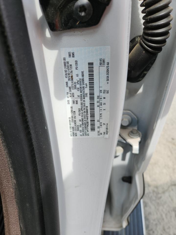 2019 Ford F250 Super Duty VIN: 1FT7W2BT4KED98819 Lot: 71173495