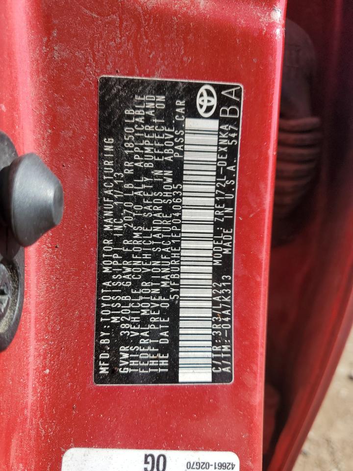 2014 Toyota Corolla L VIN: 5YFBURHE1EP040635 Lot: 83802345