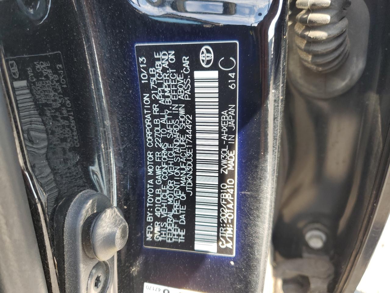 2014 Toyota Prius VIN: JTDKN3DU3E1744492 Lot: 81298005