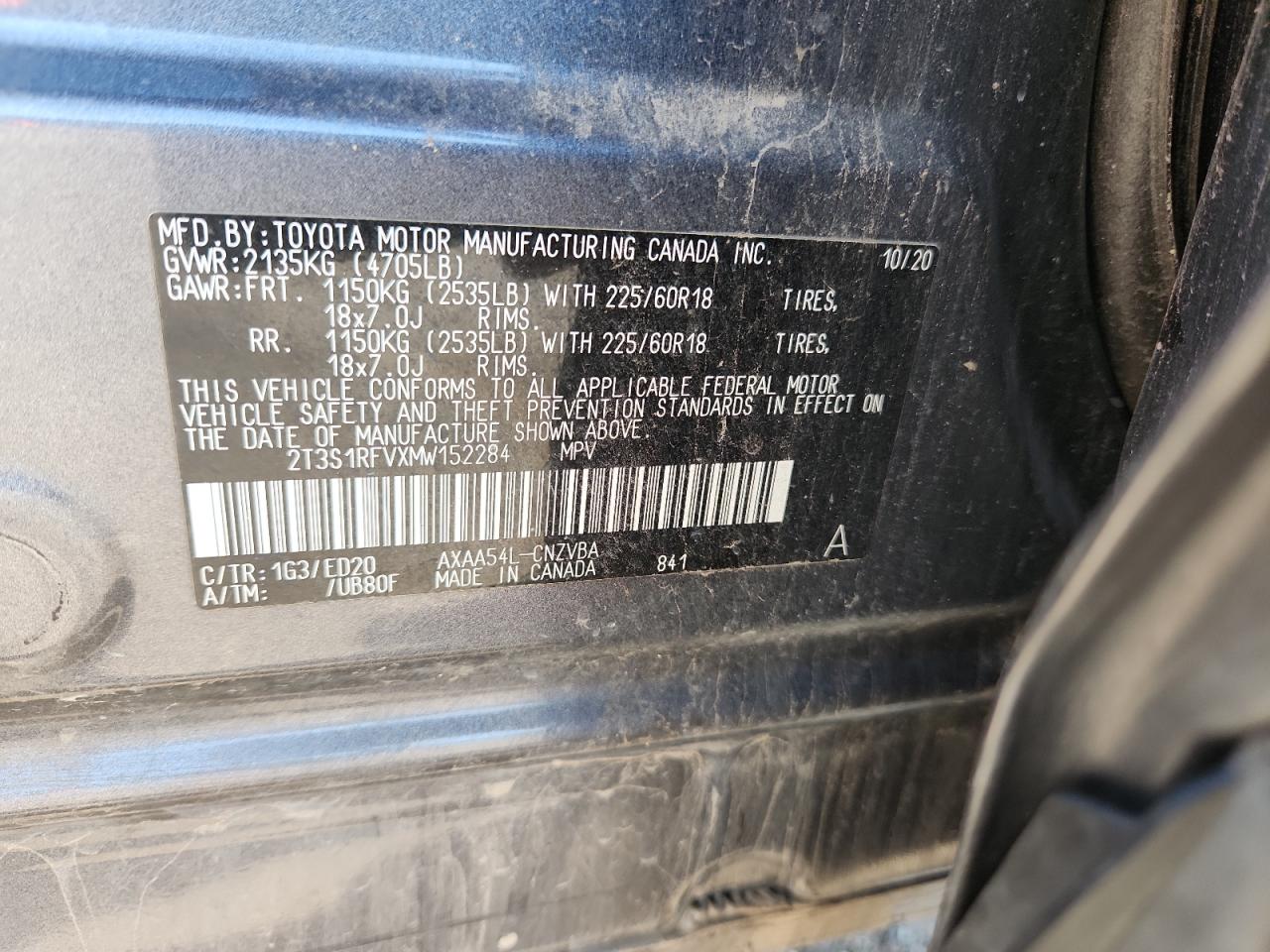 2021 Toyota Rav4 Trd Off Road VIN: 2T3S1RFVXMW152284 Lot: 81972505