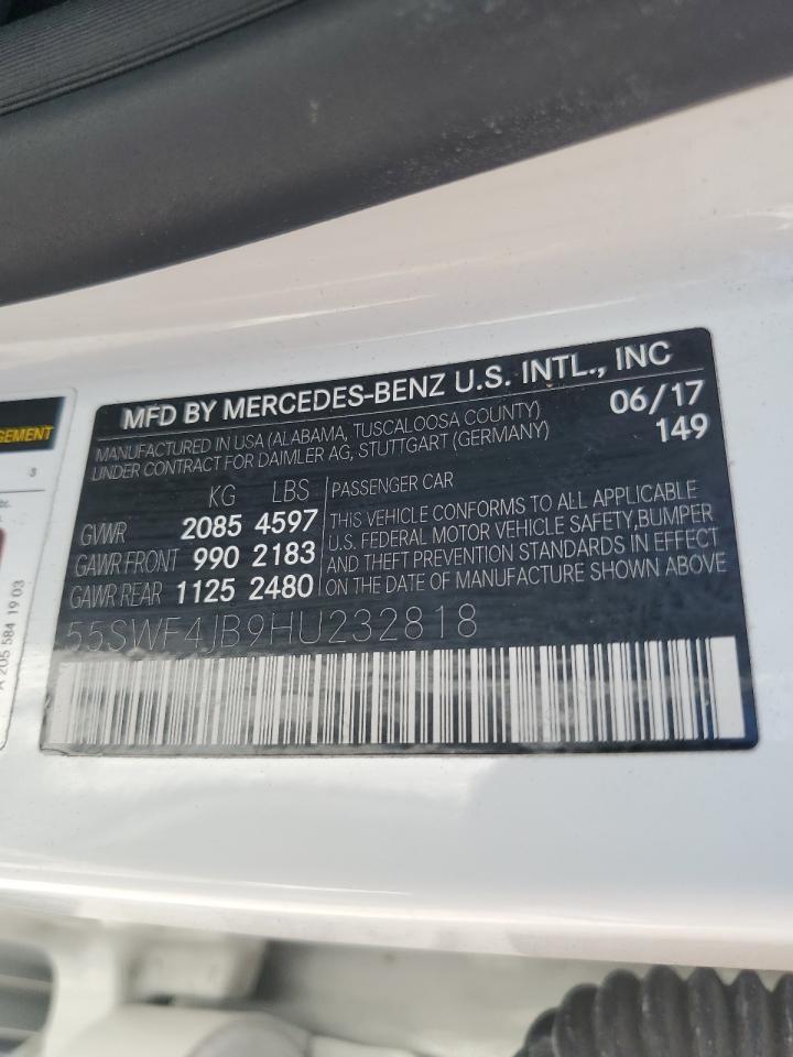 2017 Mercedes-Benz C 300 VIN: 55SWF4JB9HU232818 Lot: 71483615