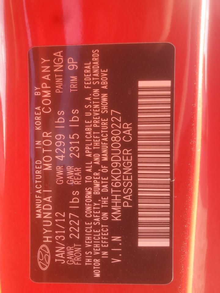 2013 Hyundai Genesis Coupe 2.0T VIN: KMHHT6KD9DU080227 Lot: 84584035