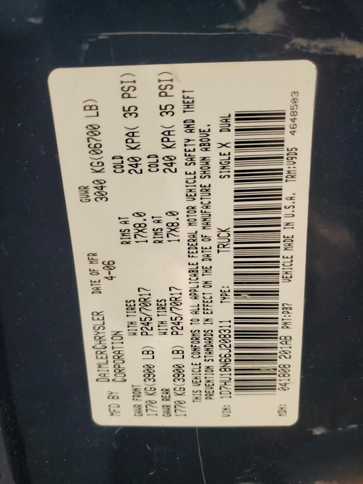 2006 Dodge Ram 1500 St VIN: 1D7HU18N66J208311 Lot: 80985715