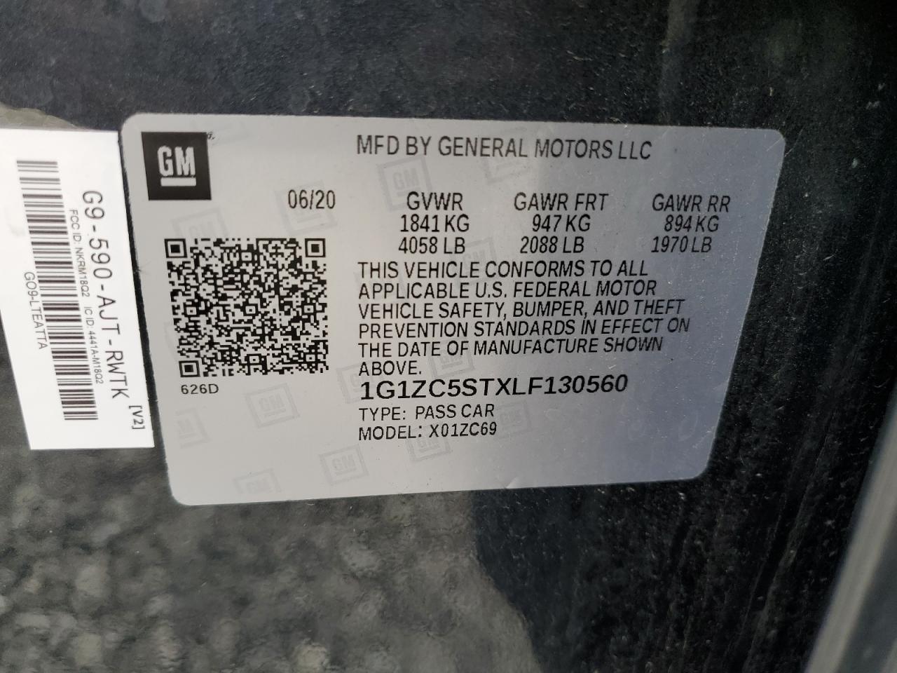 2020 Chevrolet Malibu Ls VIN: 1G1ZC5STXLF130560 Lot: 81792335