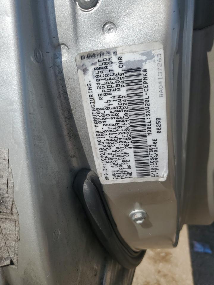 2000 Toyota Camry Ce VIN: 4T1BG22K1YU002242 Lot: 83943385