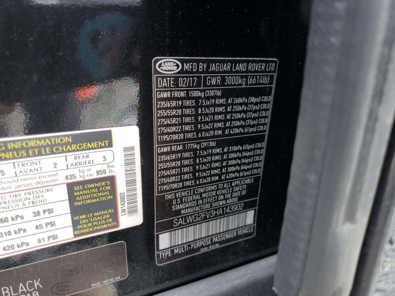 2017 Land Rover Range Rover Sport Se VIN: SALWG2FV3HA143902 Lot: 82041365