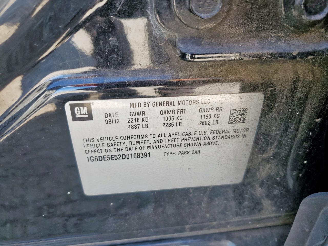 2013 Cadillac Cts Luxury Collection VIN: 1G6DE5E52D0108391 Lot: 81840665