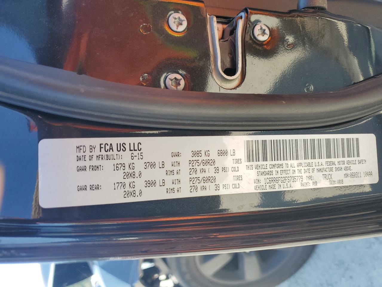 2015 Ram 1500 St VIN: 1C6RR6FG2FS735779 Lot: 84011205