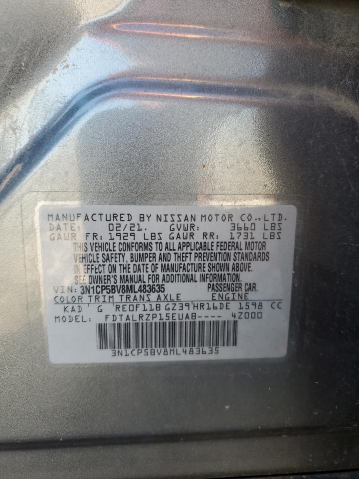 2021 Nissan Kicks S VIN: 3N1CP5BV8ML483635 Lot: 81738575