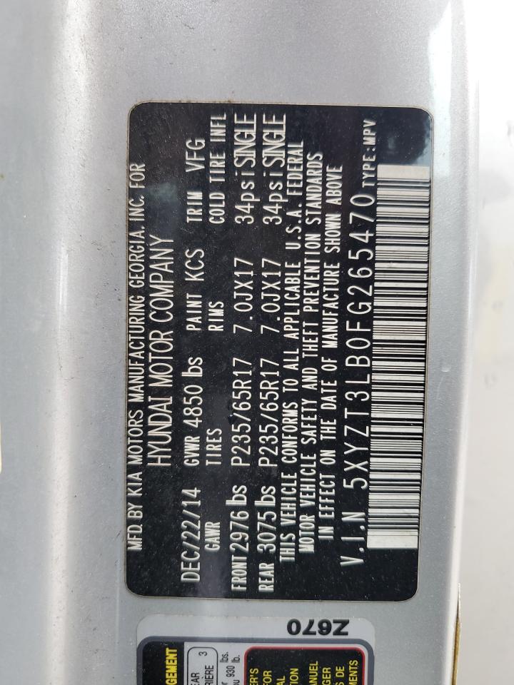 2015 Hyundai Santa Fe Sport VIN: 5XYZT3LB0FG265470 Lot: 82064715