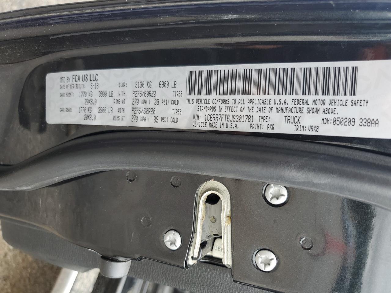 2018 Ram 1500 St VIN: 1C6RR7FT6JS301781 Lot: 84631445