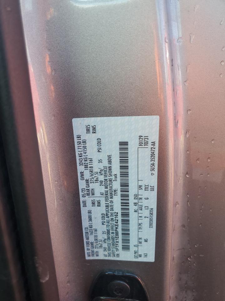 2023 Ford F150 Super Cab VIN: 1FTFX1E88PKE42162 Lot: 71885485