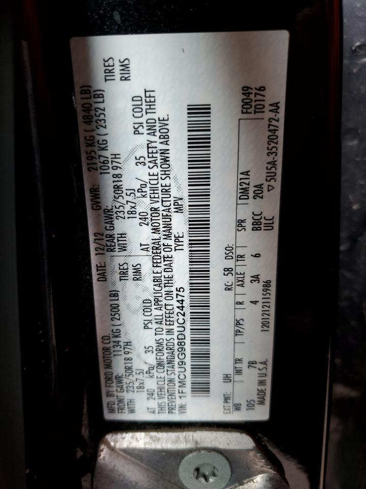 2013 Ford Escape Se VIN: 1FMCU9G98DUC24475 Lot: 81779855