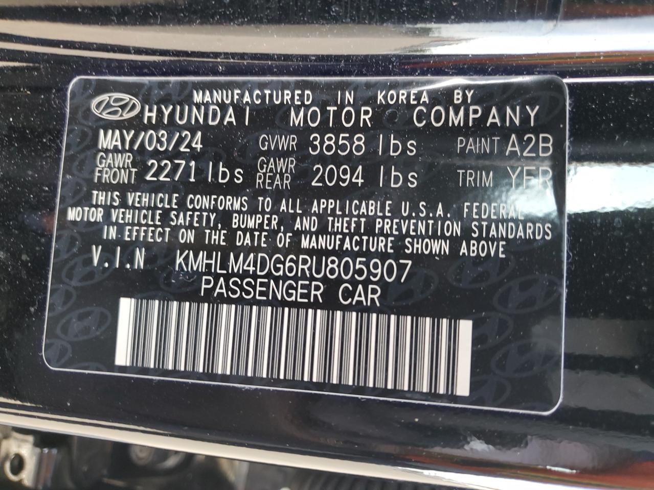 2024 Hyundai Elantra Sel VIN: KMHLM4DG6RU805907 Lot: 84425365