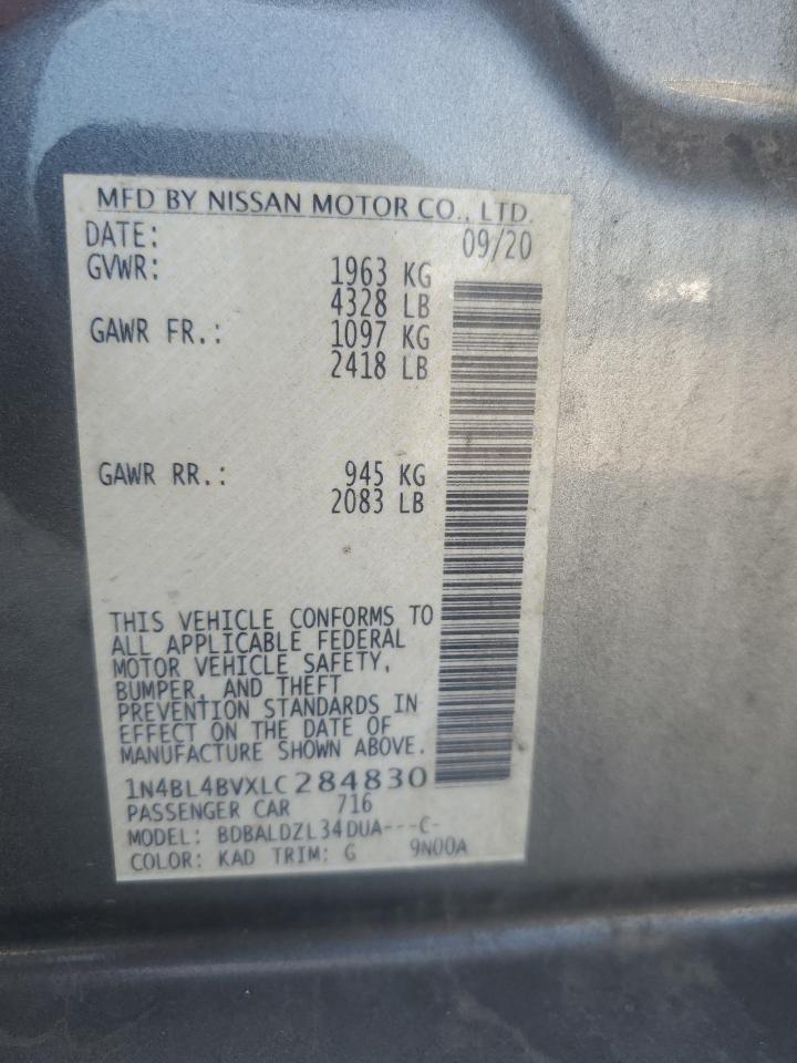 2020 Nissan Altima S VIN: 1N4BL4BVXLC284830 Lot: 84640345