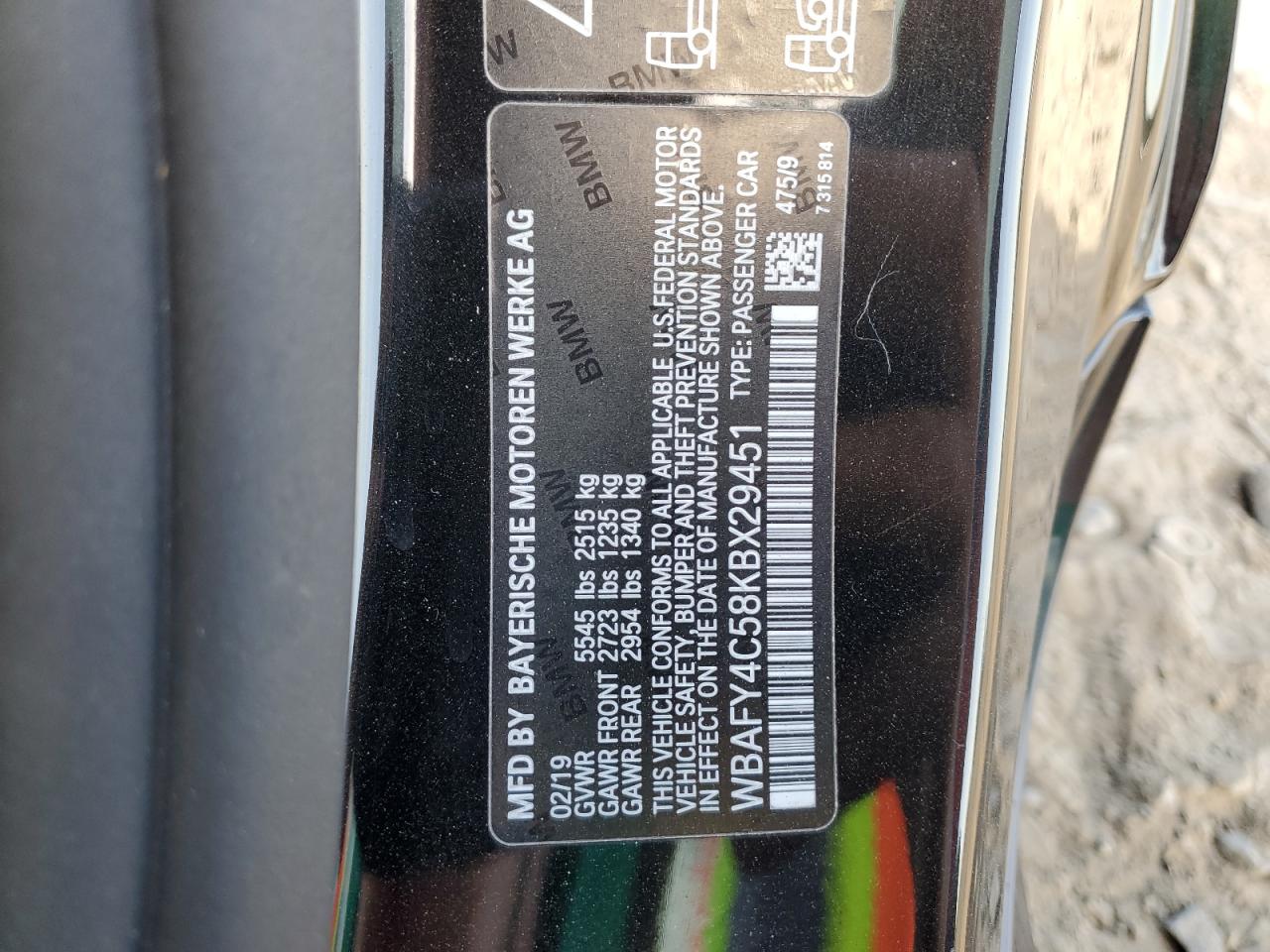 2019 BMW M850Xi VIN: WBAFY4C58KBX29451 Lot: 71237785