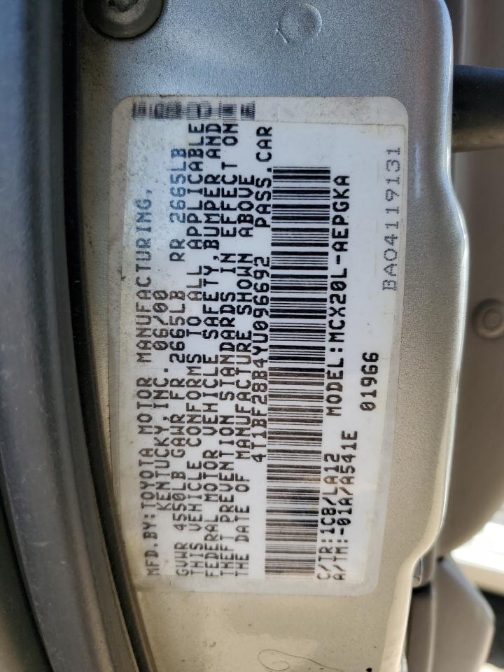 2000 Toyota Avalon Xl VIN: 4T1BF28B4YU096692 Lot: 80681185