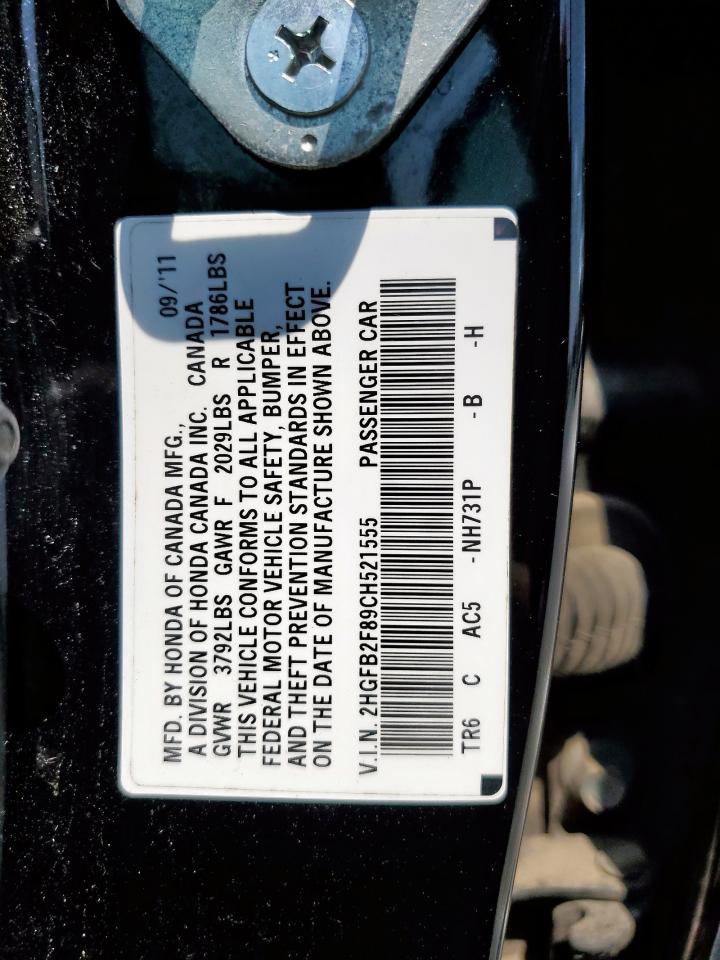 2012 Honda Civic Ex VIN: 2HGFB2F89CH521555 Lot: 81115415