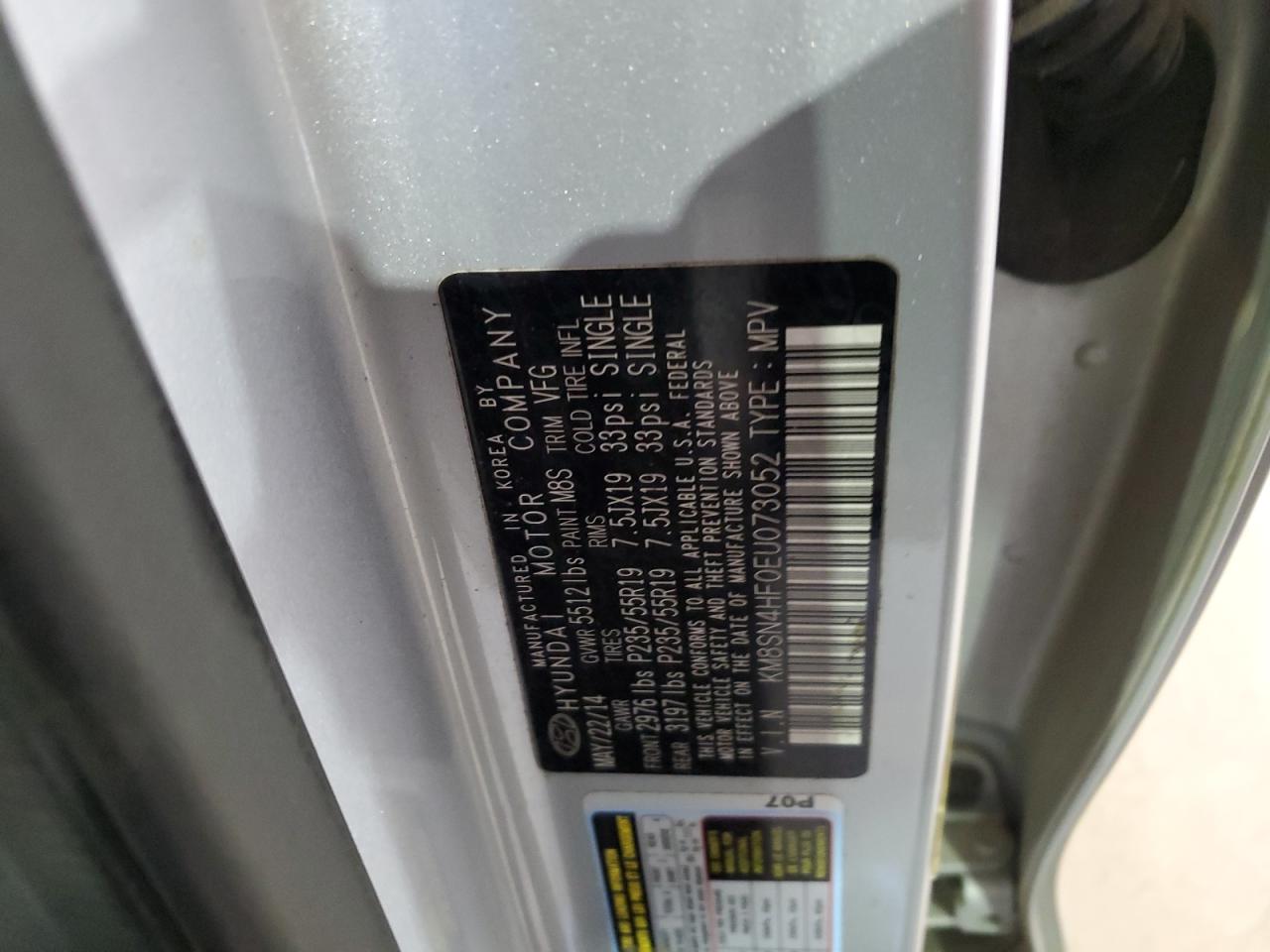 2014 Hyundai Santa Fe Gls VIN: KM8SN4HF0EU073052 Lot: 71196355