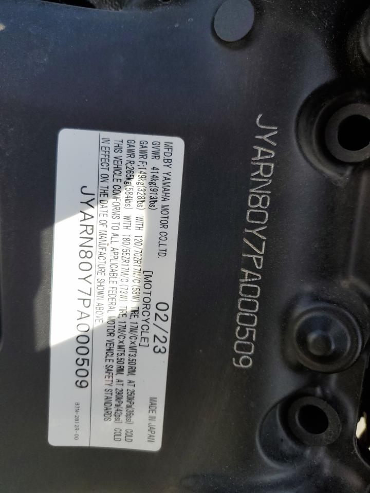 2021 Yamaha Mtm890 C VIN: JYARN80Y7PA000509 Lot: 81345145