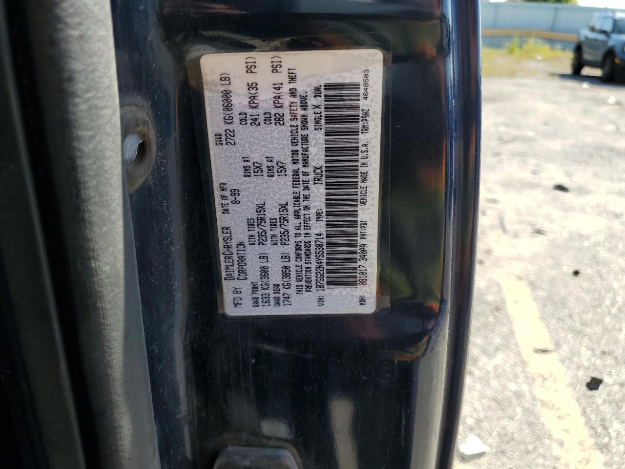 2000 Dodge Dakota VIN: 1B7GG22N4YS530714 Lot: 80692015