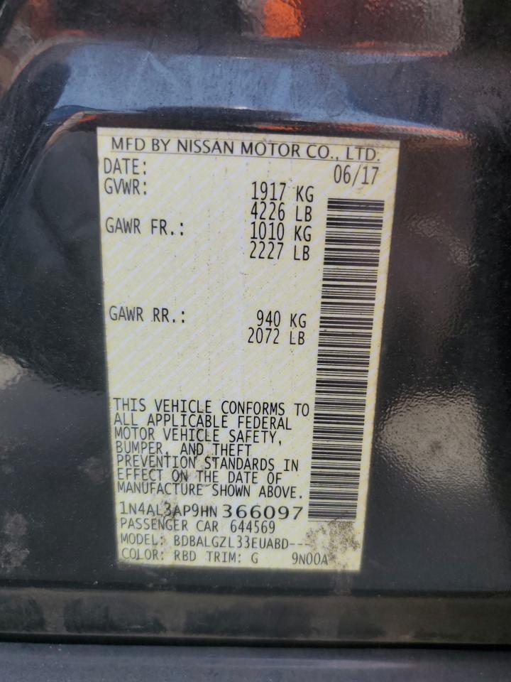 2017 Nissan Altima 2.5 VIN: 1N4AL3AP9HN366097 Lot: 82068685