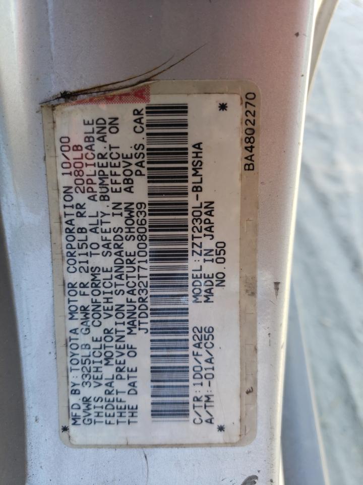 2001 Toyota Celica Gt VIN: JTDDR32T710080639 Lot: 71659765