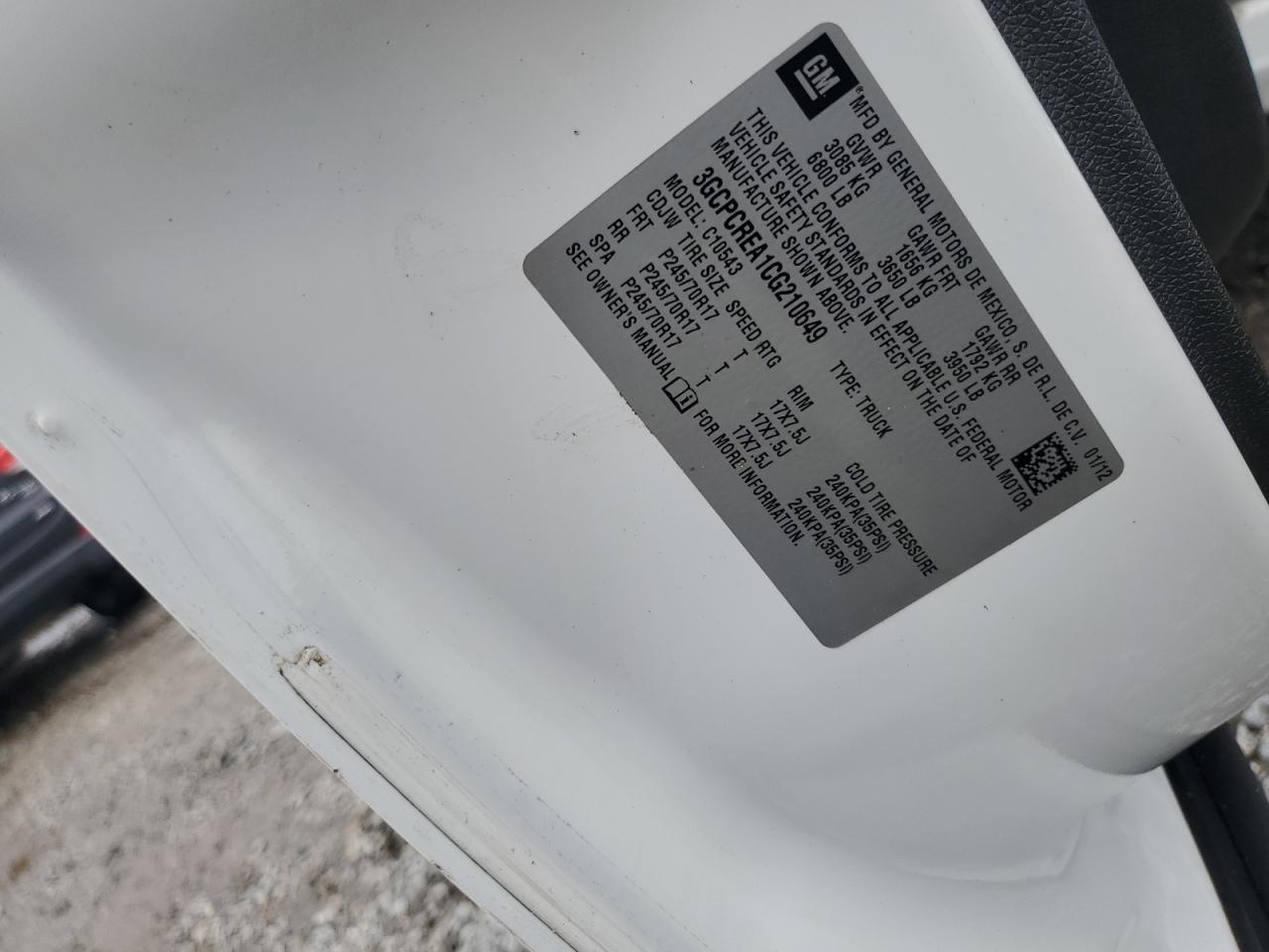 2012 Chevrolet Silverado C1500 Ls VIN: 3GCPCREA1CG210649 Lot: 81930695