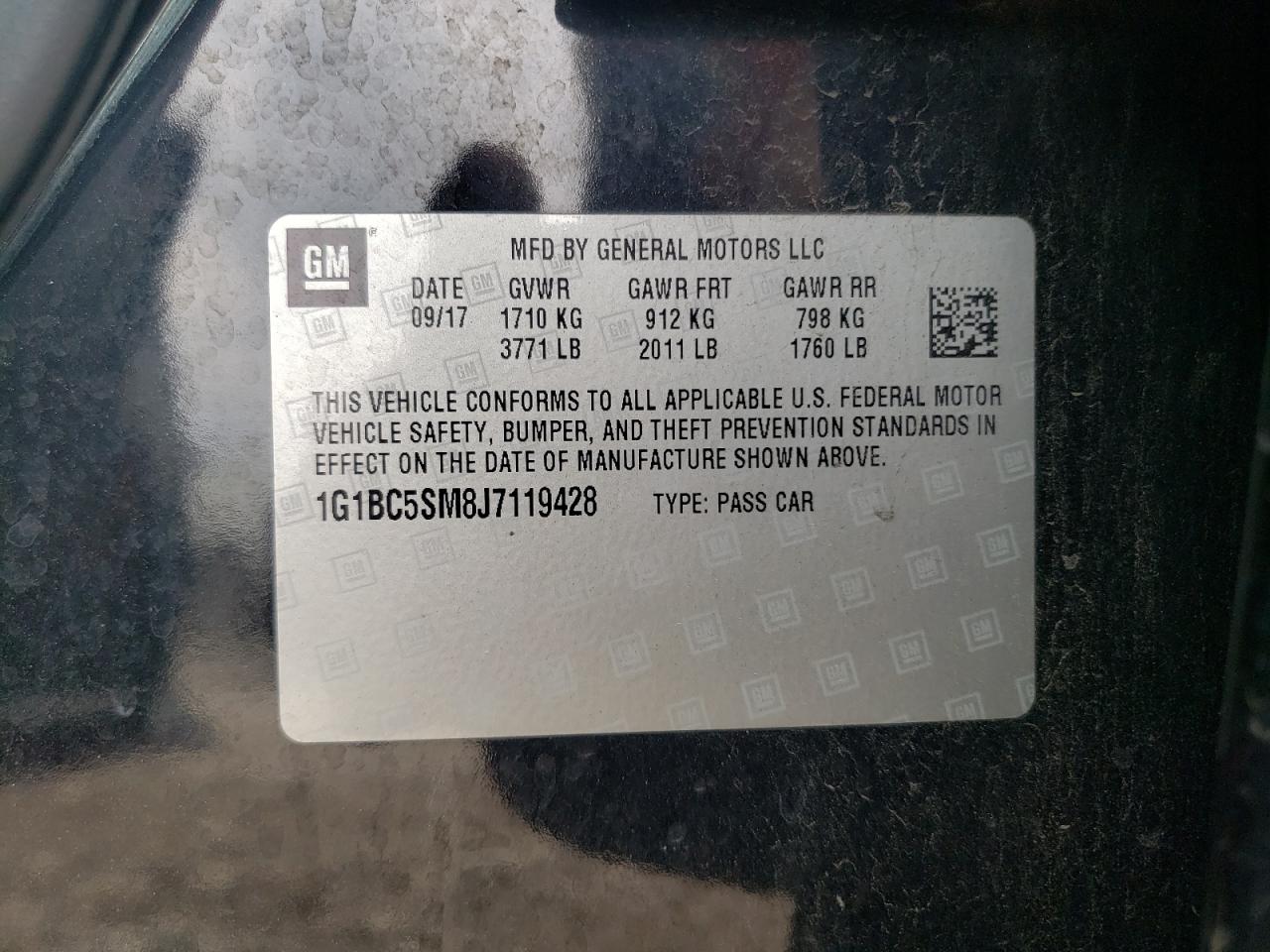 2018 Chevrolet Cruze Ls VIN: 1G1BC5SM8J7119428 Lot: 81785595