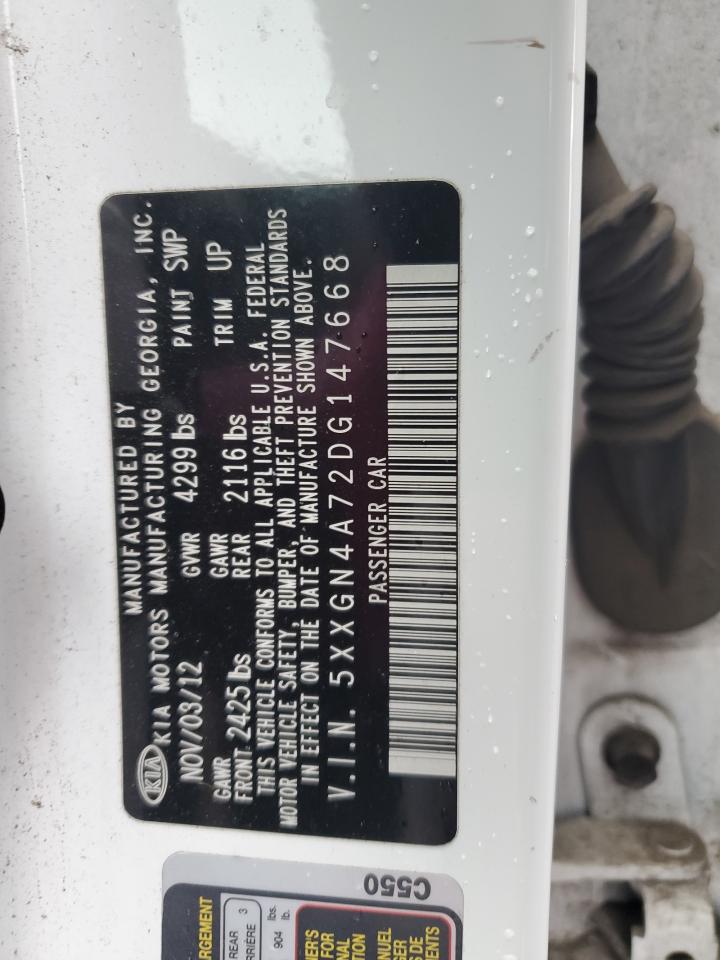 2013 Kia Optima Ex VIN: 5XXGN4A72DG147668 Lot: 84646215