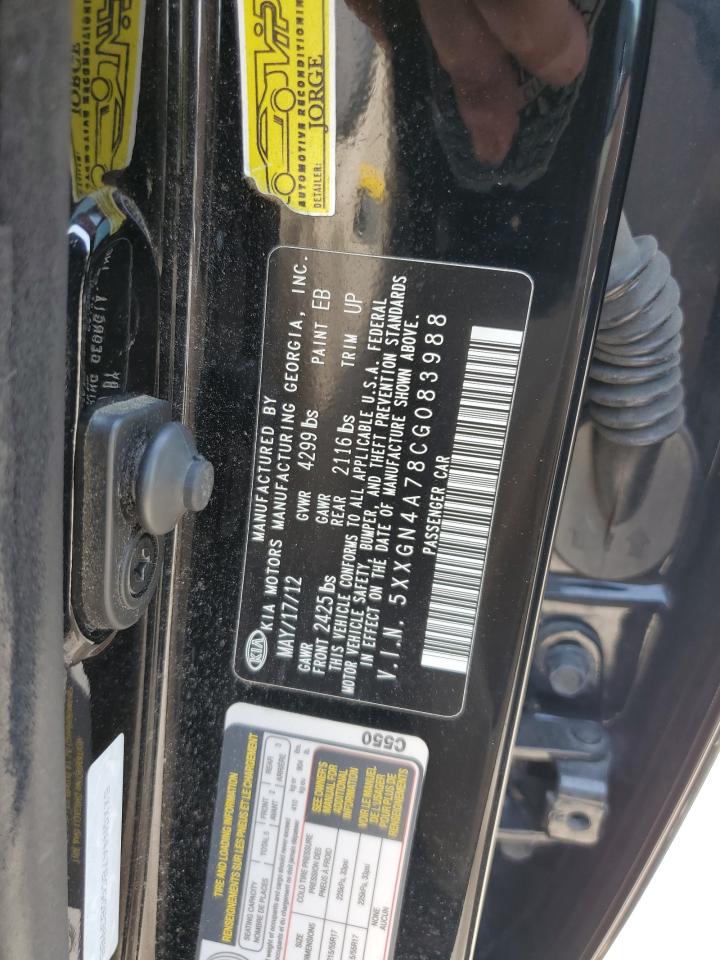 2012 Kia Optima Ex VIN: 5XXGN4A78CG083988 Lot: 80060125