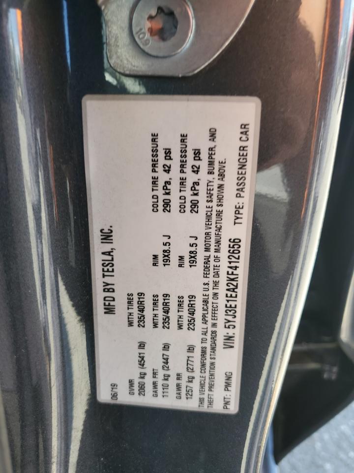 2019 Tesla Model 3 VIN: 5YJ3E1EA2KF412656 Lot: 84173715