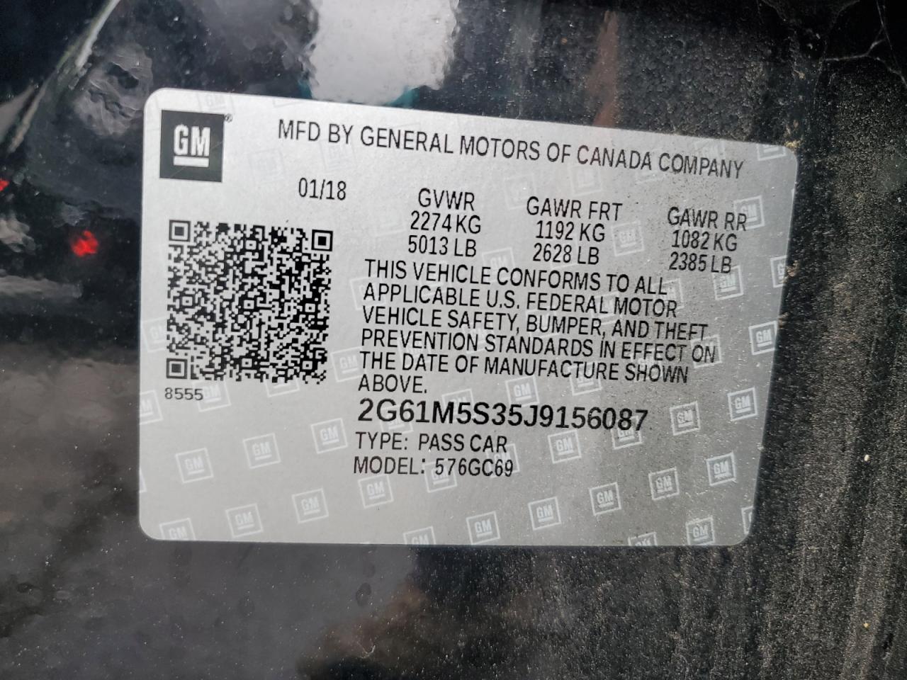 2018 Cadillac Xts Luxury VIN: 2G61M5S35J9156087 Lot: 81845455