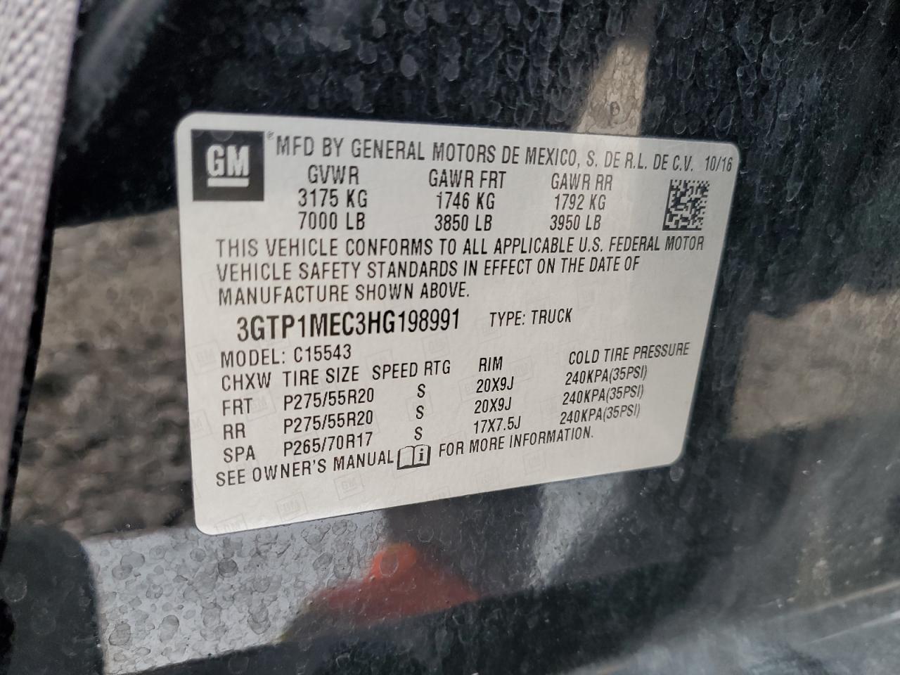 2017 GMC Sierra C1500 Sle VIN: 3GTP1MEC3HG198991 Lot: 81118075