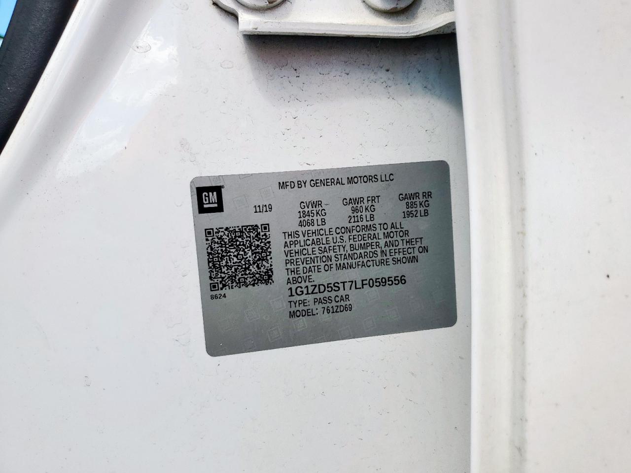 2020 Chevrolet Malibu Lt VIN: 1G1ZD5ST7LF059556 Lot: 82114125