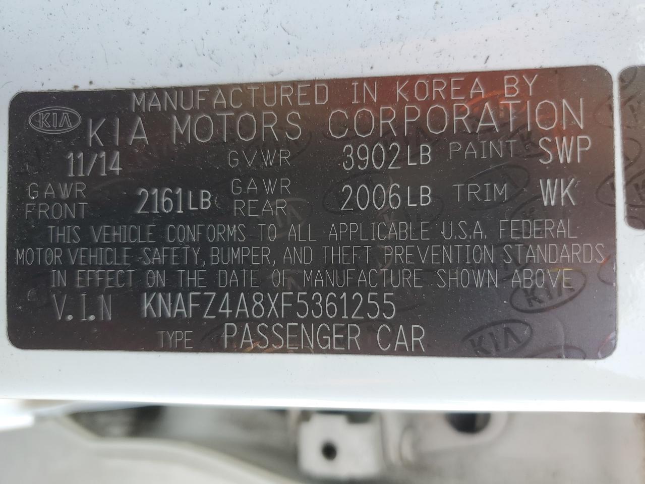 2015 Kia Forte Ex VIN: KNAFZ4A8XF5361255 Lot: 81820295