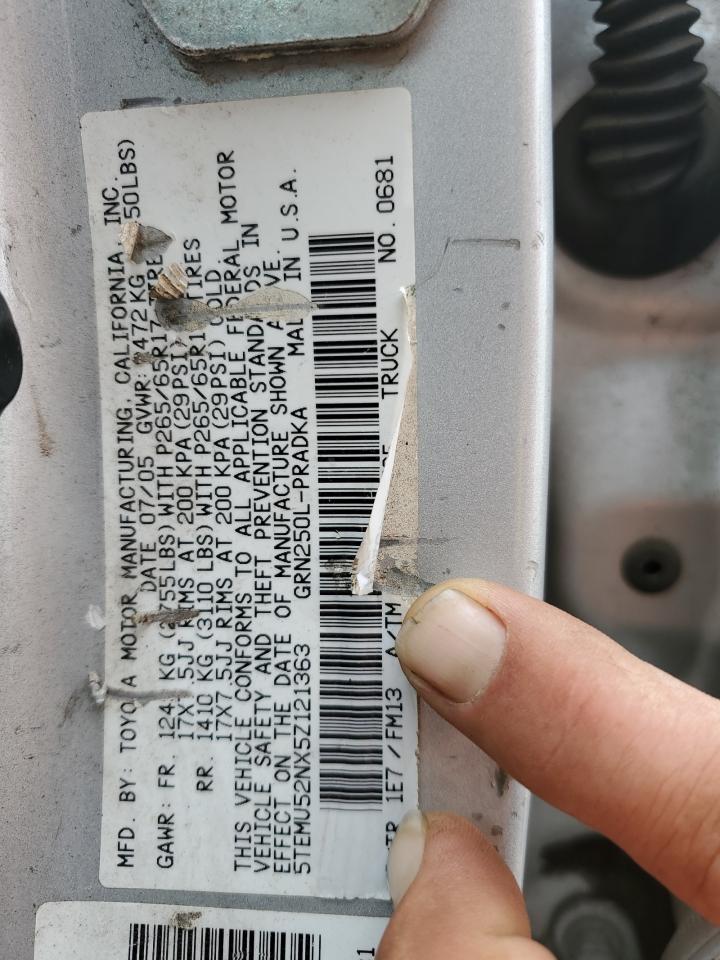 2005 Toyota Tacoma Double Cab Long Bed VIN: 5TEMU52NX5Z121363 Lot: 84483545