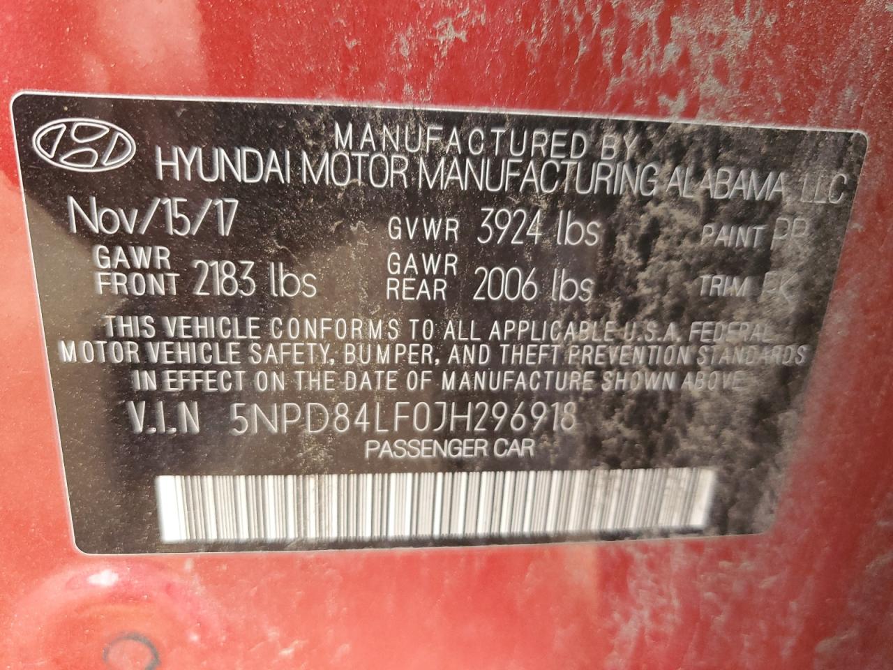 2018 Hyundai Elantra Sel VIN: 5NPD84LF0JH296918 Lot: 81271295