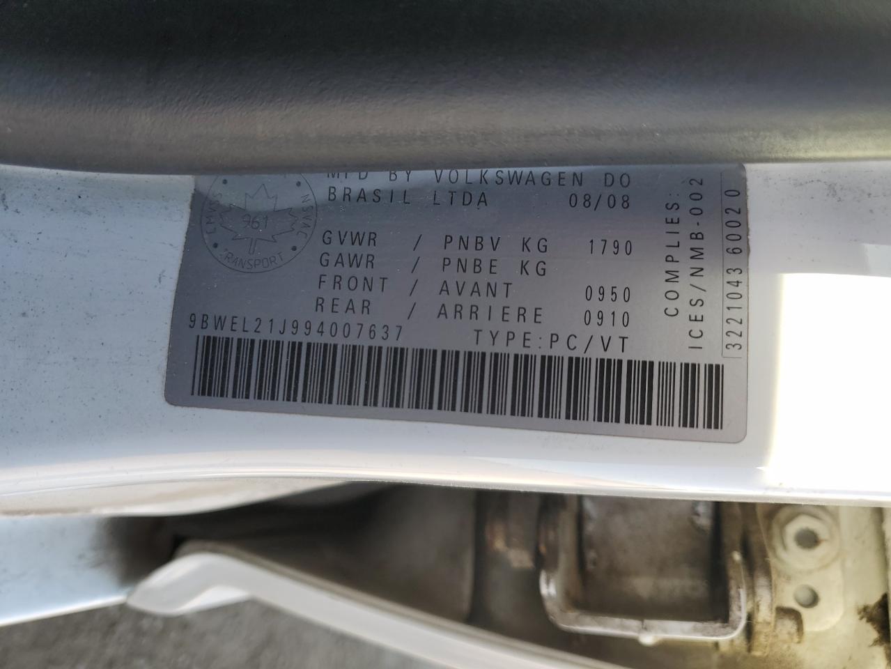 2009 Volkswagen City Golf VIN: 9BWEL21J994007637 Lot: 82136365