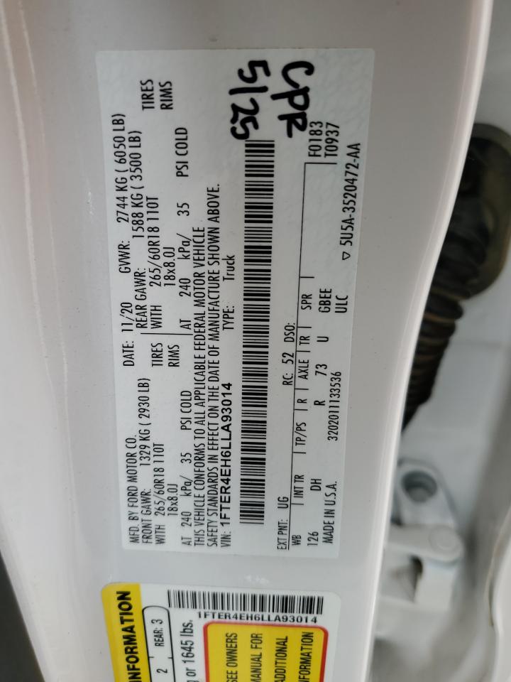 2020 Ford Ranger Xl VIN: 1FTER4EH6LLA93014 Lot: 84021895