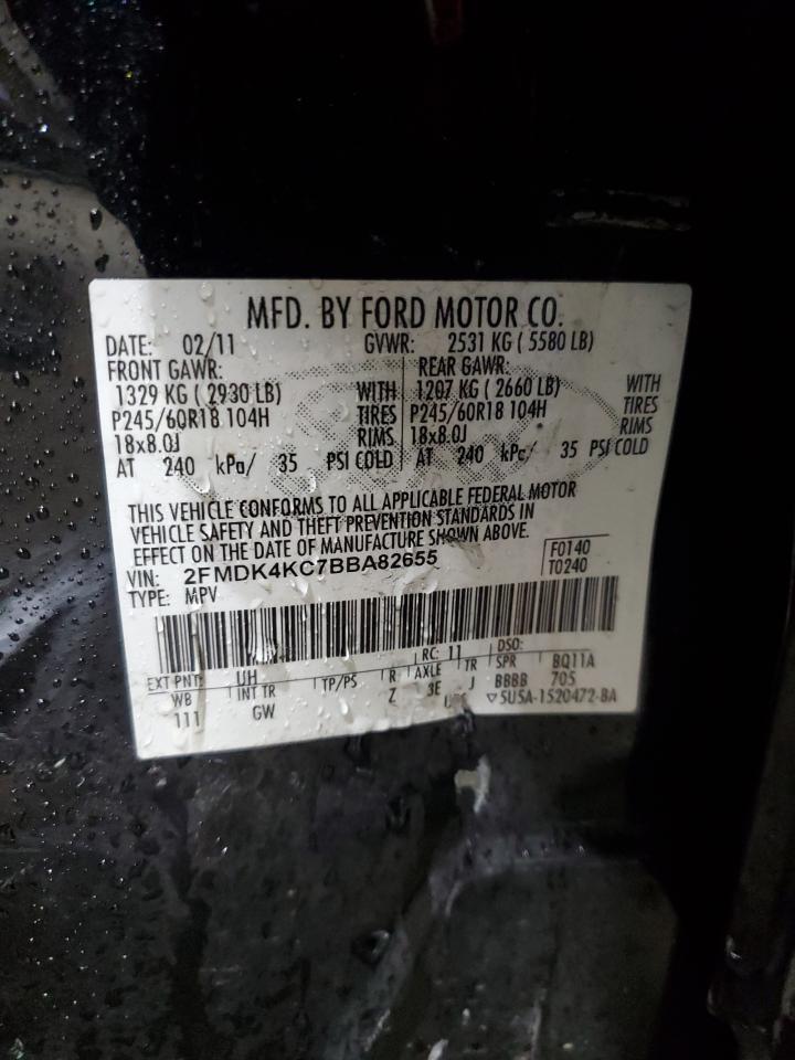 2011 Ford Edge Limited VIN: 2FMDK4KC7BBA82655 Lot: 80398775