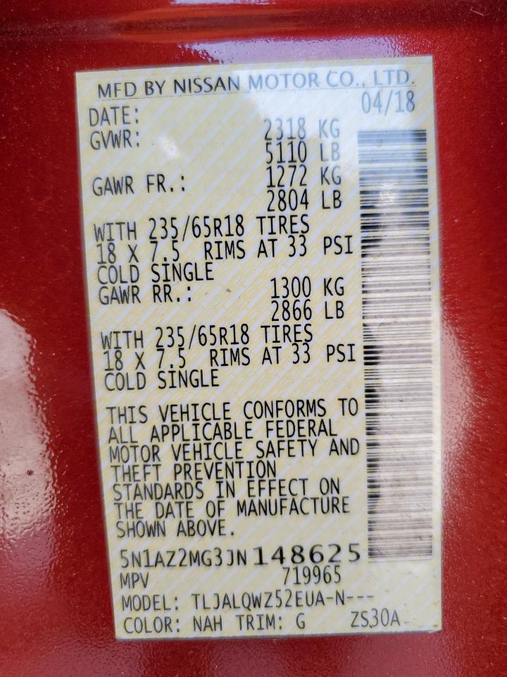 2018 Nissan Murano S VIN: 5N1AZ2MG3JN148625 Lot: 80377075