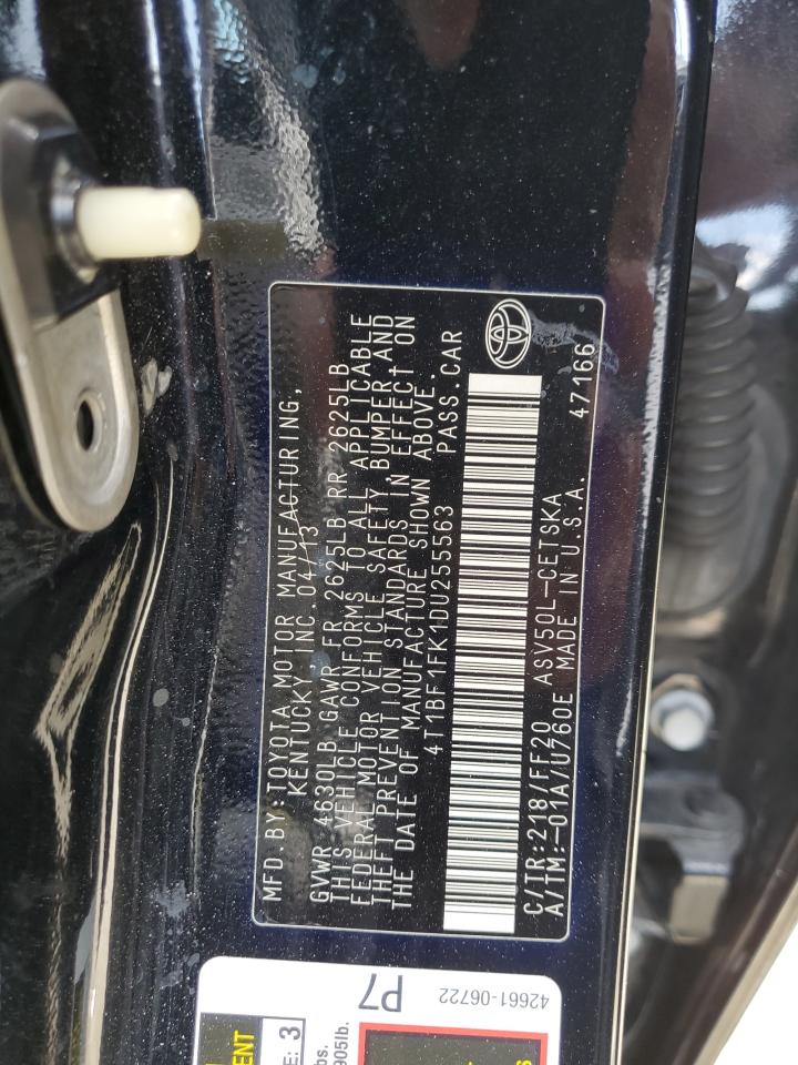 2013 Toyota Camry L VIN: 4T1BF1FK1DU255563 Lot: 81727395