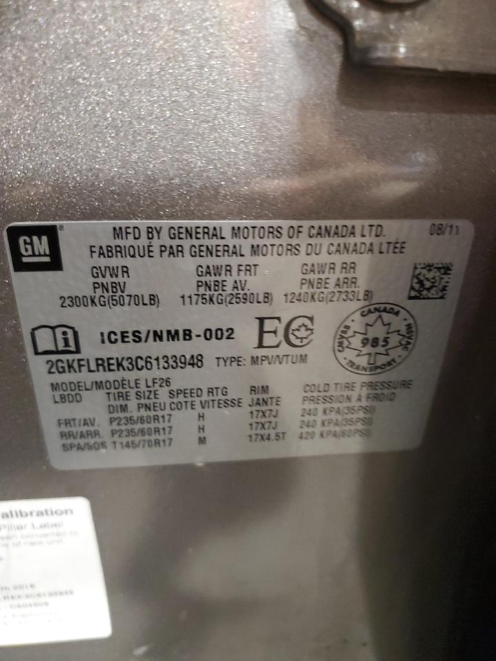 2012 GMC Terrain Sle VIN: 2GKFLREK3C6133948 Lot: 81717885