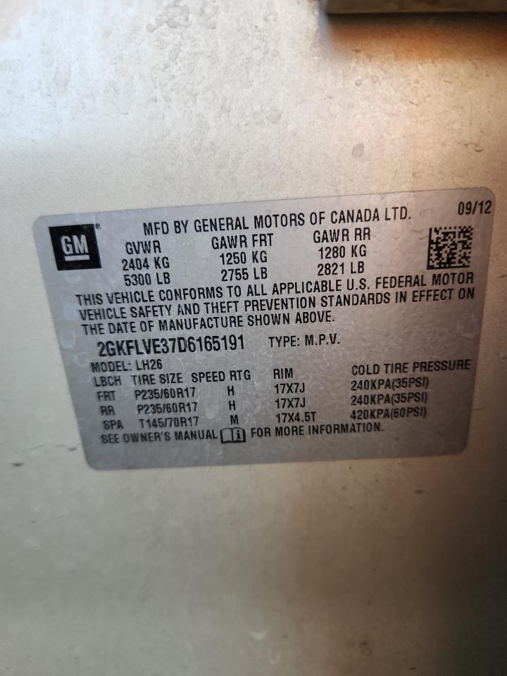 2013 GMC Terrain Slt VIN: 2GKFLVE37D6165191 Lot: 71702805