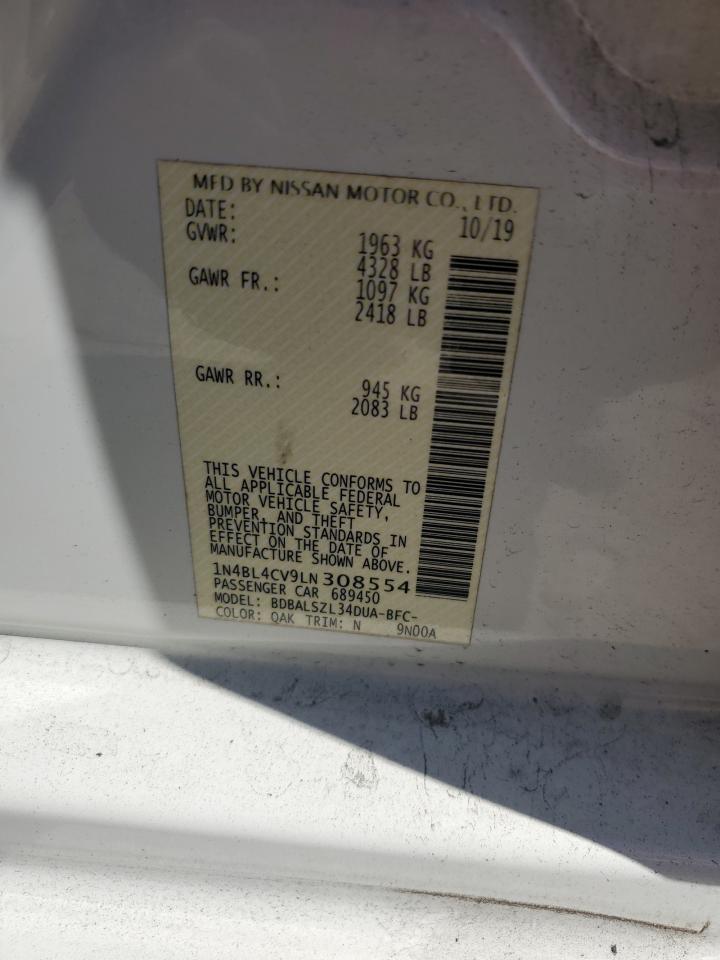 2020 Nissan Altima Sr VIN: 1N4BL4CV9LN308554 Lot: 81893845