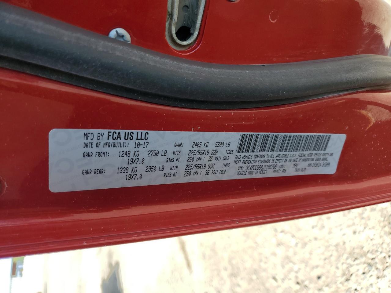 2018 Dodge Journey Crossroad VIN: 3C4PDCGB8JT196768 Lot: 71454365